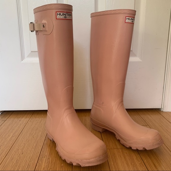 Hunter Boots Made in Scotland Light Pink Wellington Rain Boots - Picture 2 of 12